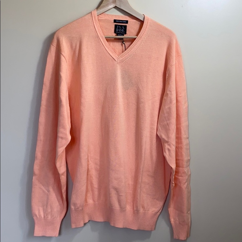 NWT Jos. A., Bank  Peach Men's V-Neck Sweater L